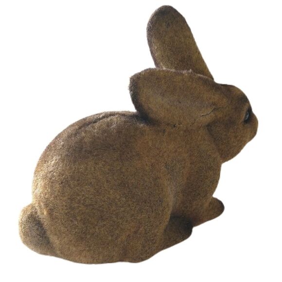 Vtg Flocked Rabbit Bank Bunny Easter REALISTIC Figural 80s Brown Fuzzy Stopper. - Picture 4 of 16